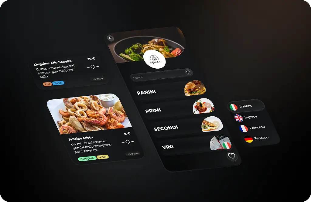 Anteprima tema glass per menu digitale
